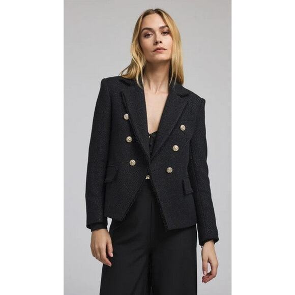 Generation Love Womens Designer Black Tweed Eliza Blazer Jacket XS - Picture 1 of 10